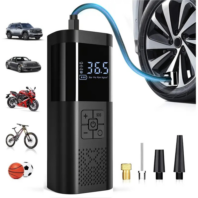 Portable Tire Inflator – 150PSI Air Compressor with Gauge & LED Light