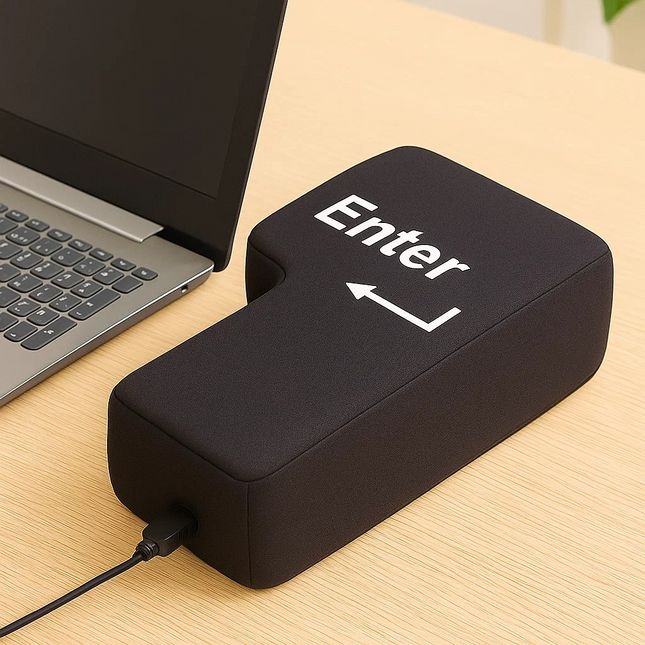 Giant Enter Key Pillow – Oversized Stress Relief Button for Desk & Office Fun