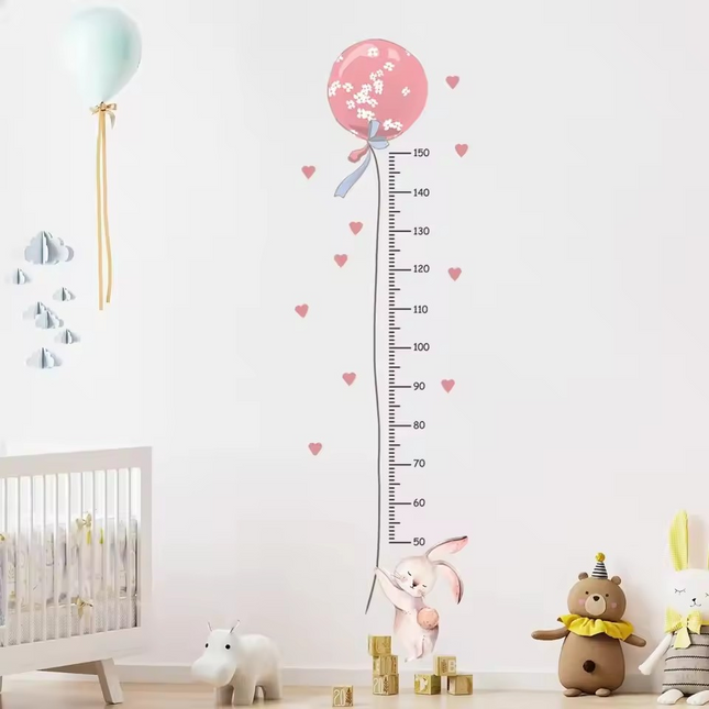Rabbit Balloon Height Chart Wall Sticker – Kids Room Decor