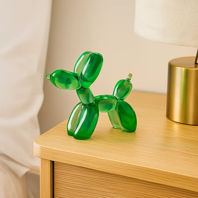 Adorable Balloon Dog Statue - Glass Art Sculpture, 8.9cm x 7.5cm - Perfect for Home Decor