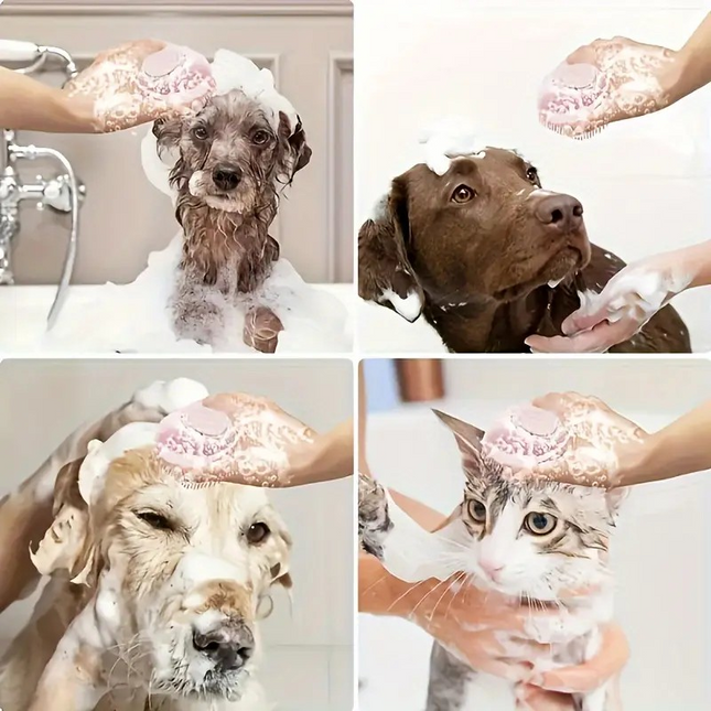 Silicone Pet Shampoo Brush – Grooming & Massage Tool for Dogs and Cats