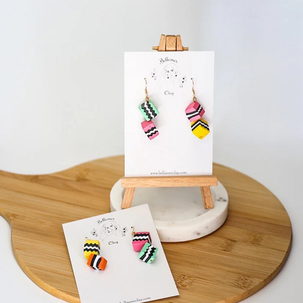 🍬 Liquorice Allsorts Lolly Earrings – Handmade Polymer Clay by bellamerclay