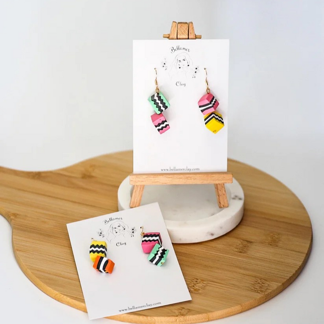 Liquorice Allsorts Lolly Earrings – Handmade Polymer Clay by bellamerclay