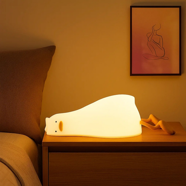 Cute Squishy Duck LED Night Light – Touch Control Bedside Lamp with 3-Level Dimming & Timer