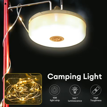 4-in-1 Camping Light LED Reel String Lights Outdoor USB Camping Lamp