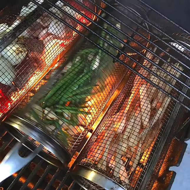 Stainless BBQ Rolling Basket