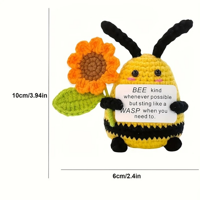 Crochet Support Bee – Handmade Flower-Holding Bee Gift for Encouragement