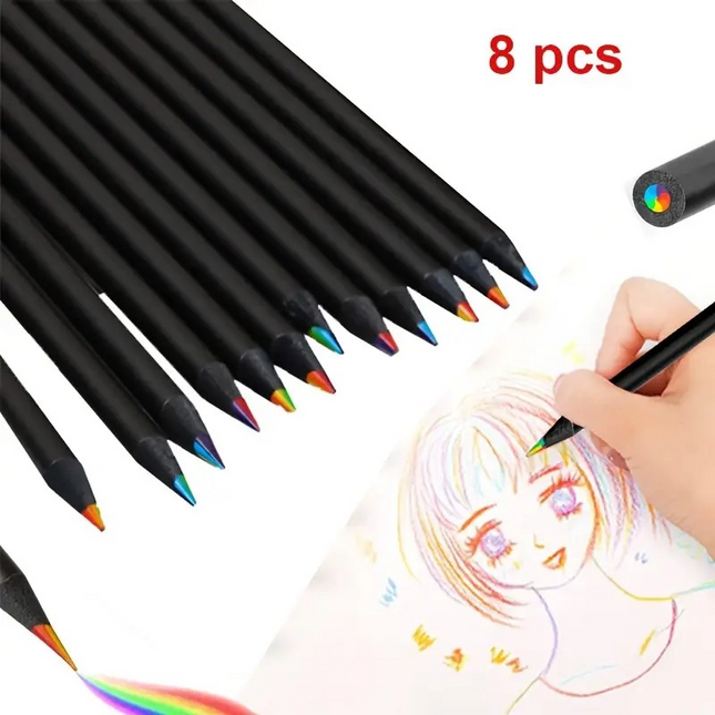 Rainbow Magic Pencils – 8-Pack Wooden Gradient Drawing & Writing Set