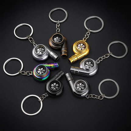 Turbo keychain size range display – miniature turbocharger car keychains gift for him – Lowkey.co.nz New Zealand gift store