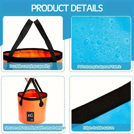 20L Compact Foldable Bucket – Durable Leak-Proof Water Storage for Camping, Travel & Outdoor Use (Orange)