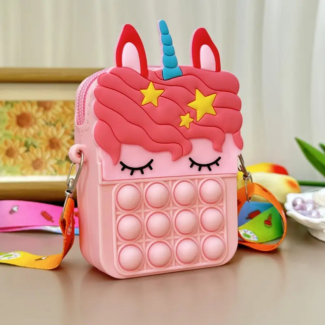 Unicorn Crossbody Bag with Adjustable Strap - Educational Toy Pouch
