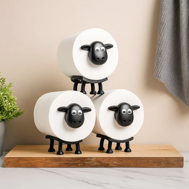 Sheep Toilet Paper Holder – 3pc Decorative Bathroom Storage Set, Fun & Functional Design