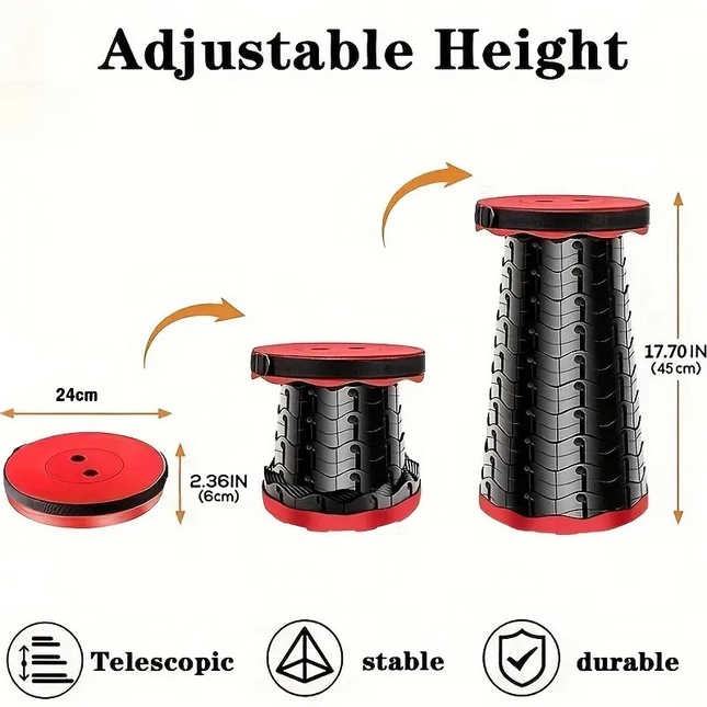Telescopic Folding Stool – Upgraded Thickened Travel Seat for Camping & Outdoor Use