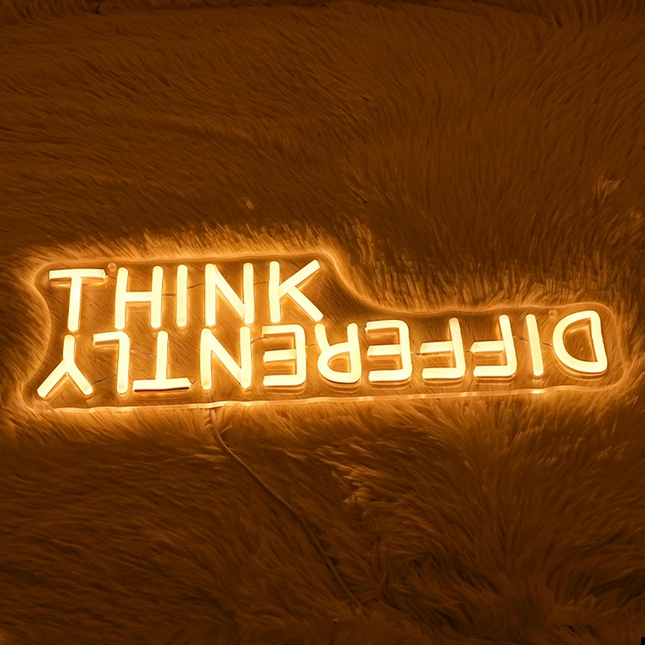 Think Differently LED Neon Sign – USB Wall Light with Push Button Control
