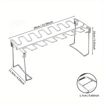Chicken Leg Wing Rack – 14-Slot Collapsible Roaster Stand for Grill, Smoker & Oven Cooking