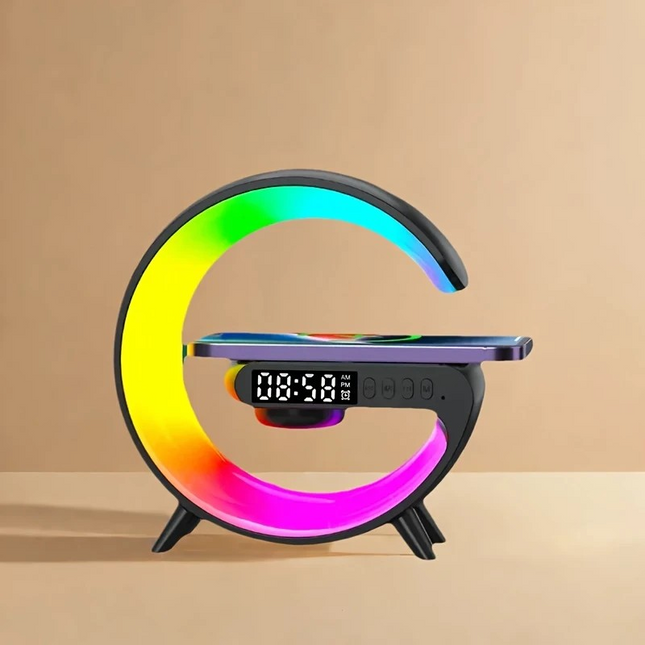 Wireless Speaker & RGB Lamp – Touch Control Alarm Clock with Fast Charging & Dimmable Ambient Light
